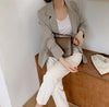 Two-Button Gray Linen Blazer