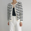 Classic Striped Knitted Cardigan with Gold Buttons