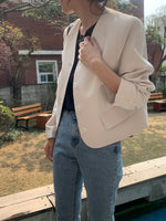 Korean Style Minimalist Collarless Cropped Blazer