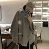 Oversized Double-Breasted Herringbone Pattern Cardigan / Cape