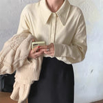 Brushed Cotton Shirt with Pointed Peter Pan Collar