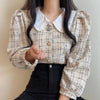 Tweed Blouse with Peter Pan Collar