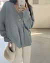 Soft Knit Designer V-Neck Side Button Sweater