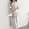 Designer Color Block Stripe Shirt Dress