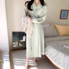 Long Sleeve Chiffon One Button Shirt Dress