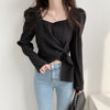 Designer Square Neck Front Knot Blouse