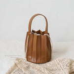 Pleated Soft Vegan Leather Basket Bag