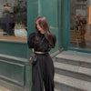 Korean Style Wide Leg Belted Pants