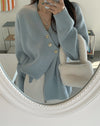 Soft Knit Designer V-Neck Side Button Sweater