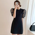 Fitted Little Black Mini Dress with Organza Sleeve