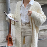 Cable Knit Open Front Relaxed Long Cardigan