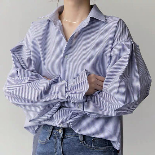 Designer Cuffed Stripe Shirt with Side Split Knitted Vest