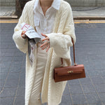 Cable Knit Open Front Relaxed Long Cardigan