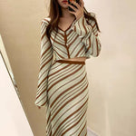 Designer Striped Knitted Dress Set