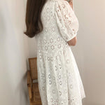 French Romance Eyelet Babydoll V-Neck Dress