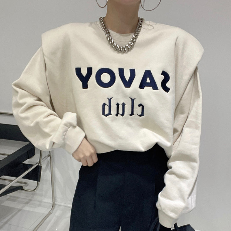 Long Sleeve Padded Shoulder Sweatshirt