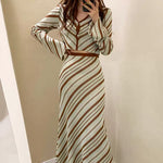 Designer Striped Knitted Dress Set