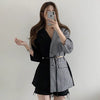 Designer Half Black Half Plaids Blazer