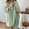 Macaron Color Boyfriend Style Button-Up Shirt with Matching Cape