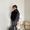 Designer Asymmetrical Turtleneck Knitted Cape Spliced with Shirt