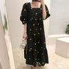 Relaxed Midi Dress with Embroidered Smiley Face