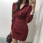 Suede Ruched Mini Shirt Dress