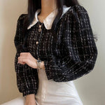 Tweed Blouse with Peter Pan Collar