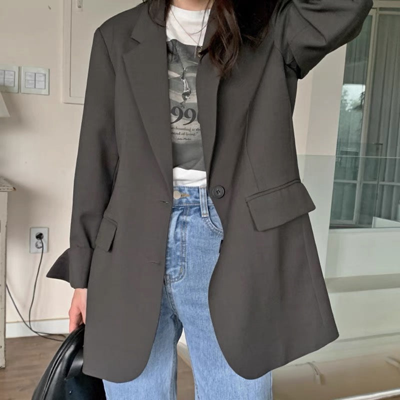 Korean Style Casual Blazer with Back Vent