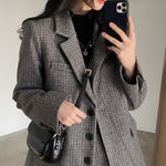 Korean Style Oversized Blazer Set in Plaids