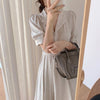 Linen Shirt Dress with Notched Lapels