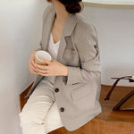 Two-Button Gray Linen Blazer