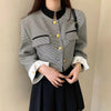 Mock Neck Cropped Jacket with Gold Buttons