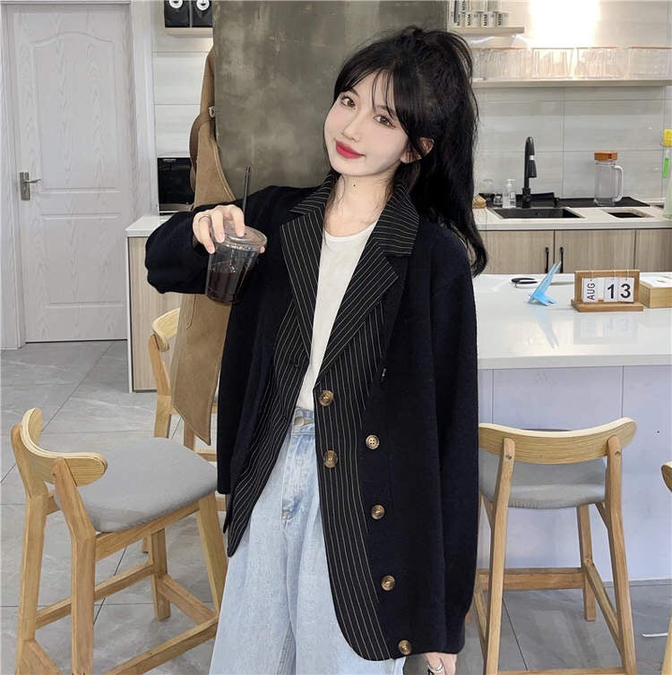 Designer Blazer Collar Oversized Cardigan