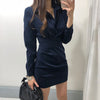 Suede Ruched Mini Shirt Dress