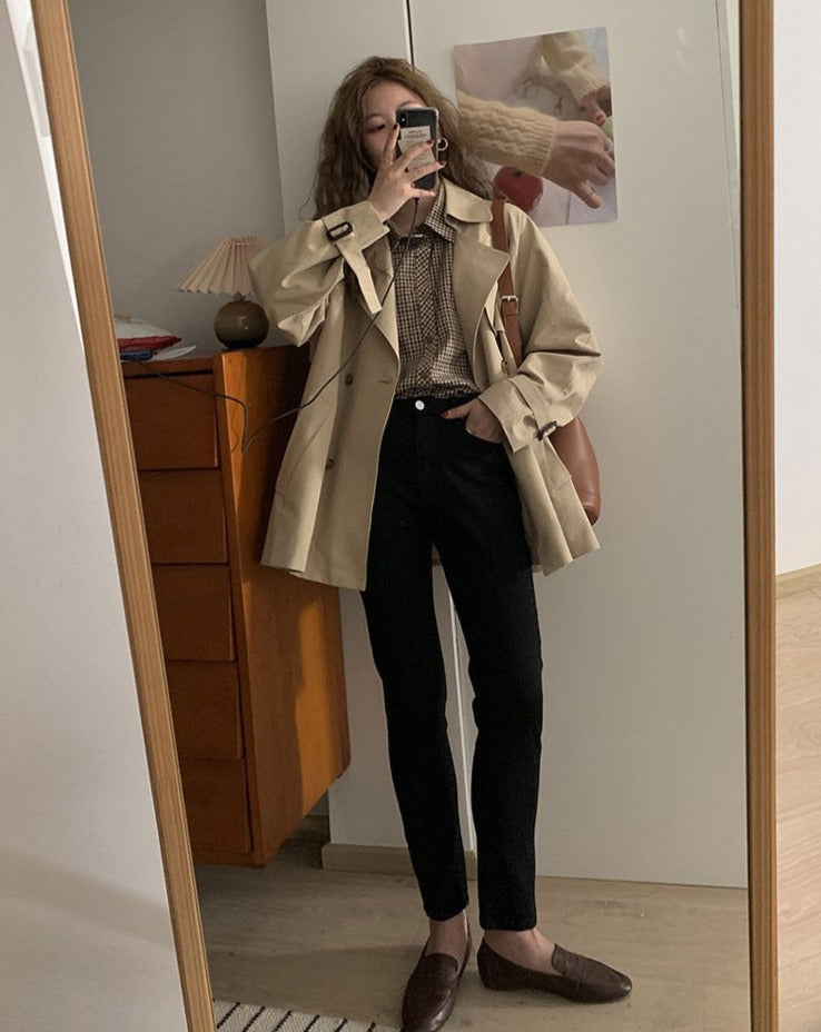 Short Double Breasted Trench Coat