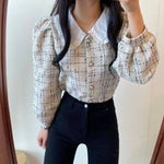 Tweed Blouse with Peter Pan Collar