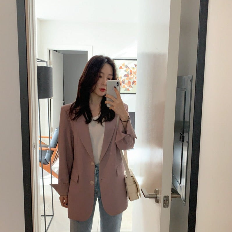 Korean Style Casual Blazer with Back Vent