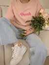 Peach Embroidered Cotton T-Shirt