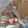 Chiffon Long Sleeve Ruffle Tie Neck Blouse with Knit Vest