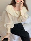 Textured Organza Translucent Top with Round Collar