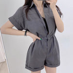 Button-Up DrawString Utility Jumpsuit