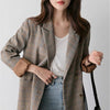 Korean Style Casual A-Line Blazer in Brown Plaids