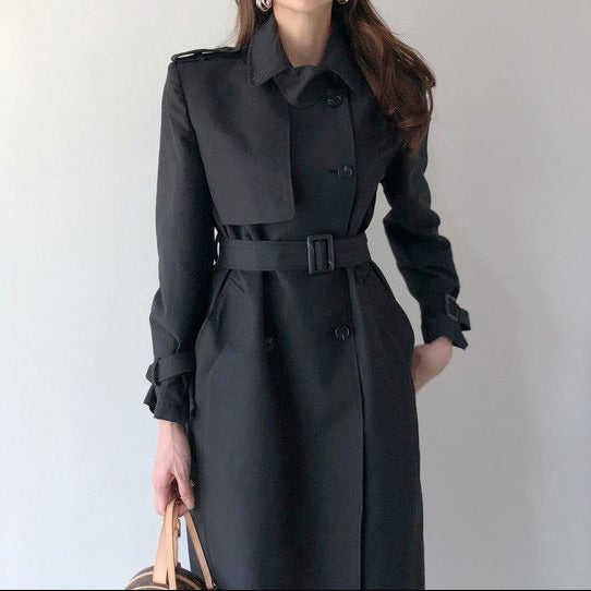 Long Double-Breasted Trench Coat