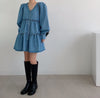 Denim Babydoll Tiered Dress