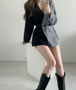 Designer Half Black Half Plaids Blazer