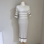 Ribbed Knit Stripe Midi Dress