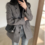 Korean Style Oversized Blazer Set in Plaids