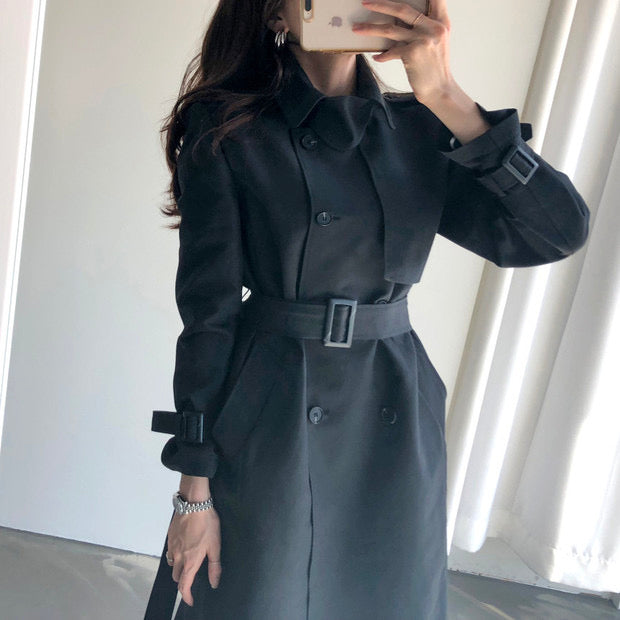 Long Double-Breasted Trench Coat