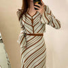 Designer Striped Knitted Dress Set