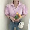 Candy Colored Short Sleeve Peter Pan Collar Shirt